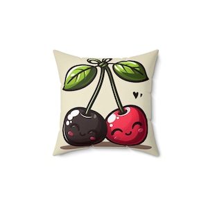 Cherries Pillow Decorative Accents Smiling Cherries Home Decor Valentine&#39;s Day Gift Cherry Design Throw Pillow Cherry Lovers Heart Accent