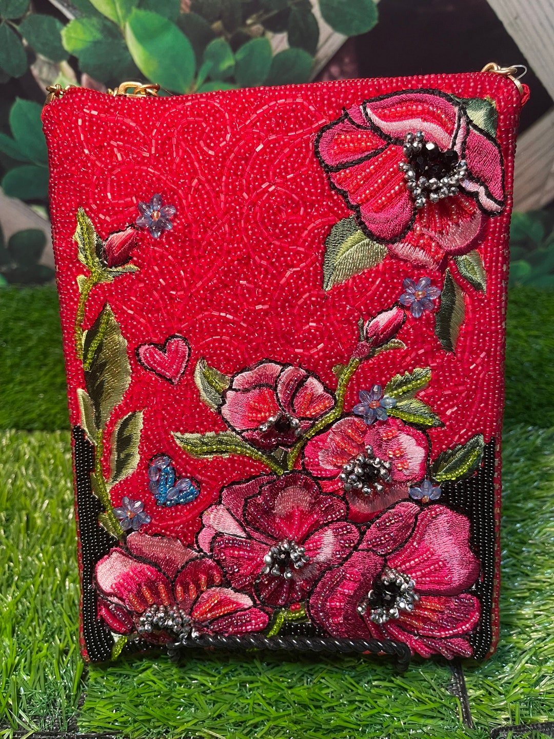 Beaded Pink Crossbody Bag