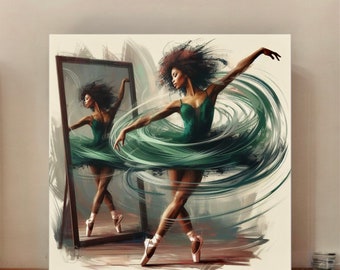 African American Ballet Dancer Large 20x20 Canvas Art Black Girl Art Black Girl Magic Dancer Wall Art Wall Decor Gift for Ballet Dancers