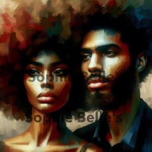 Abstract Digital Art African American Couple Wall Art Striking Detail Black Love Art Melanin Art Black Couple T-Shirt Tumblers Sublimation