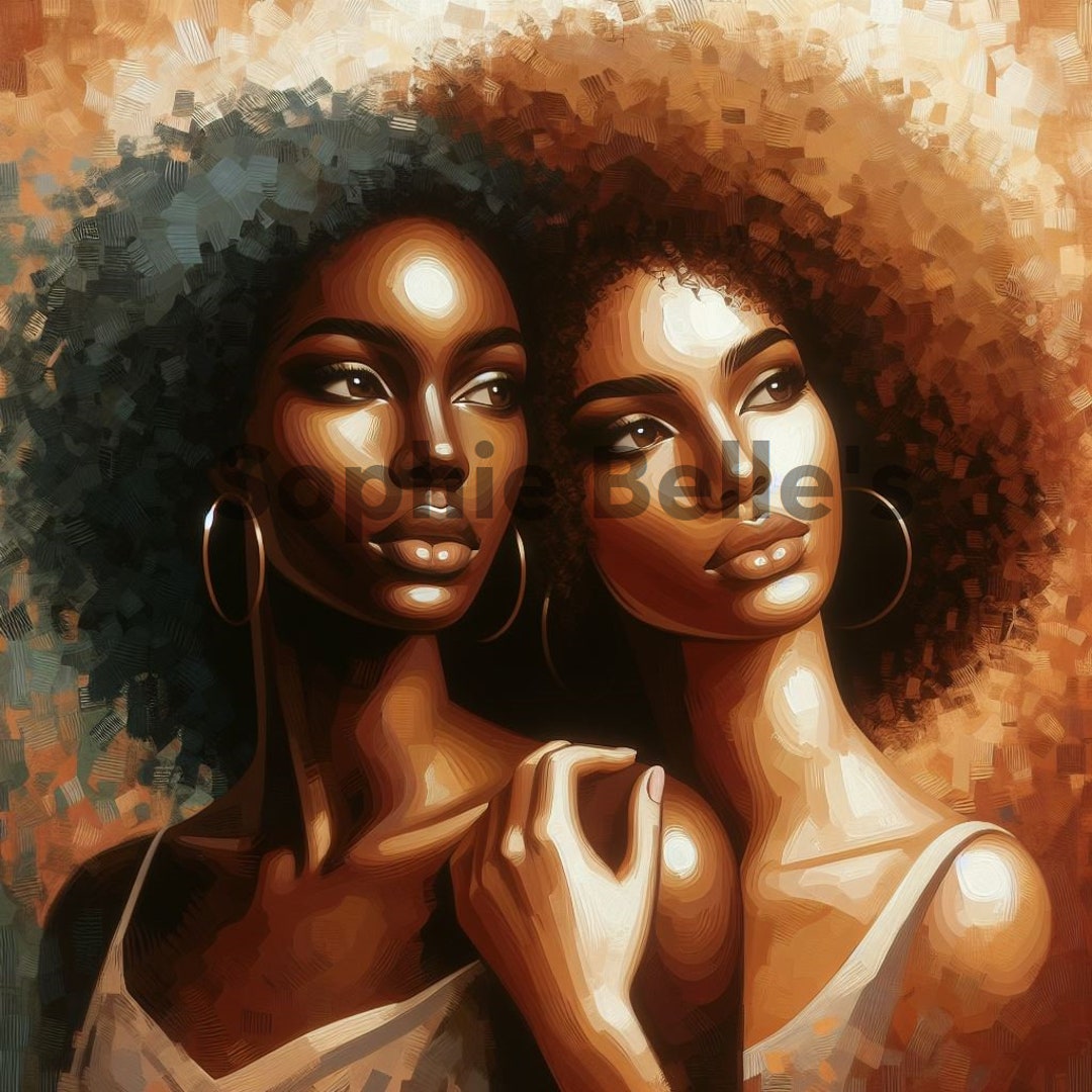 Abstract Digital Art African American Couple Wall Art Striking Detail