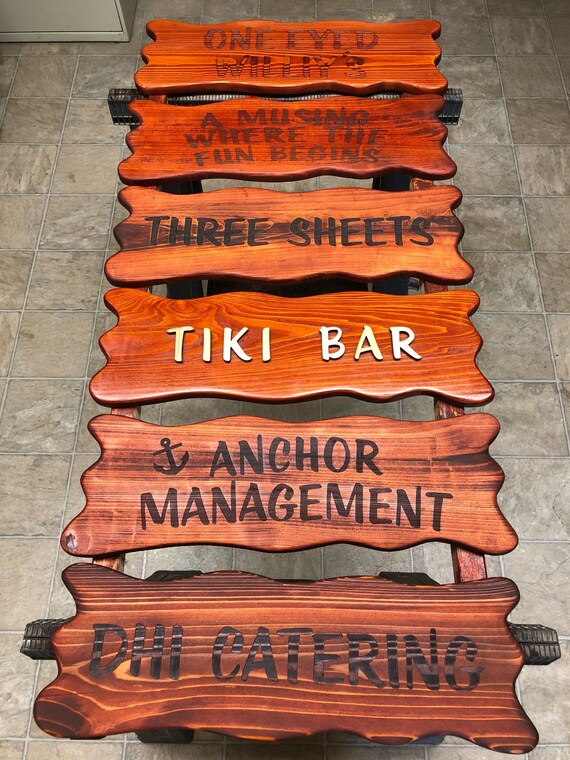 Tiki Bar Signs Hand Crafted Custom Personlized Signs Made Etsy