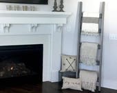 6 ft Blanket Ladder, Rustic Wood Blanket Ladder, Tall Wooden Ladder