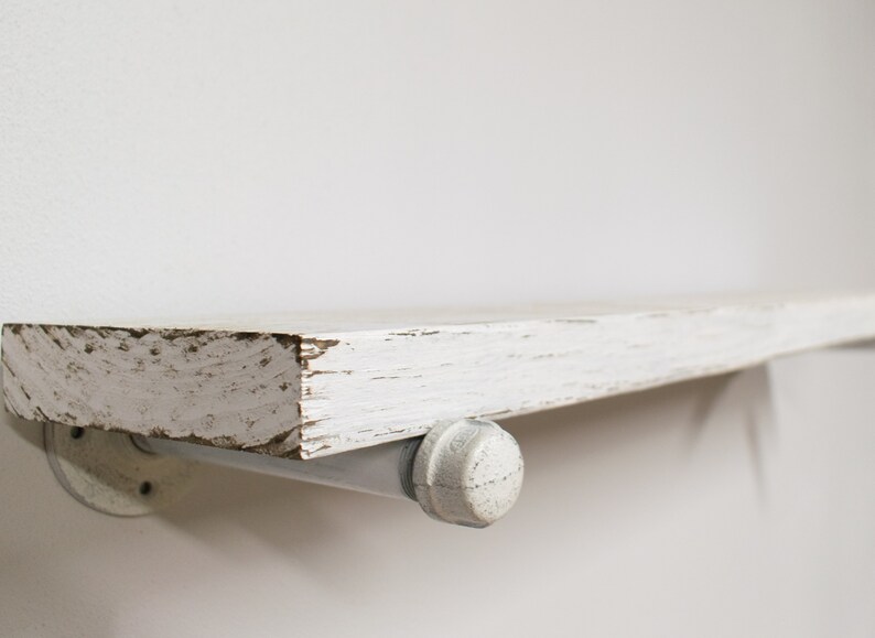 Distressed White Floating Shelves Wall Floating Shelf Wood Etsy
