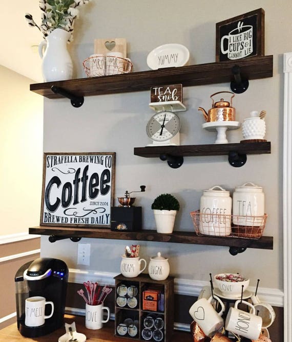 8 Deep Farmhouse Shelf With Painted Steel Pipe Brackets Shelves