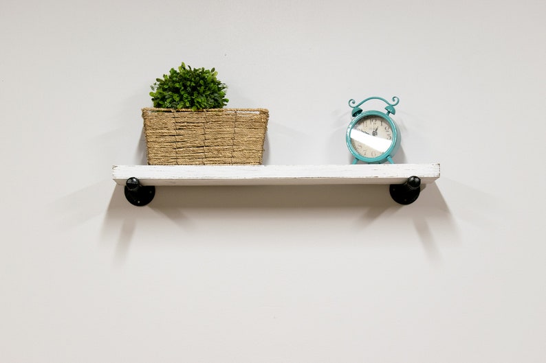 Distressed White Floating Shelves Wall Floating Shelf Wood Etsy