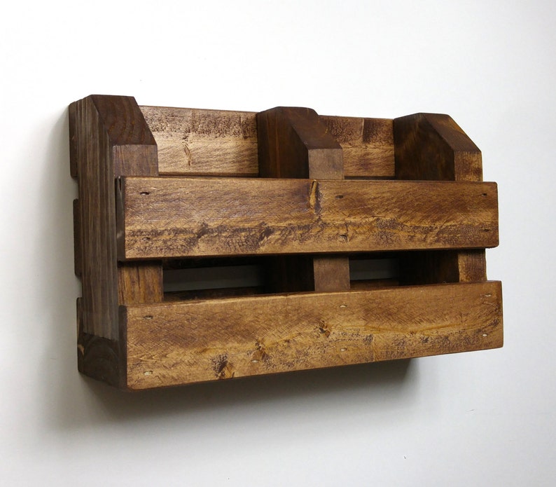 Mail Organizer Wall Holder Wood Housewarming Gift Rustic Home Decor