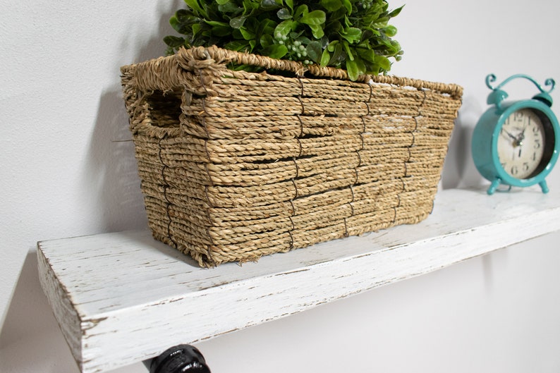 Distressed White Floating Shelves Wall Shelf Wood Image 0