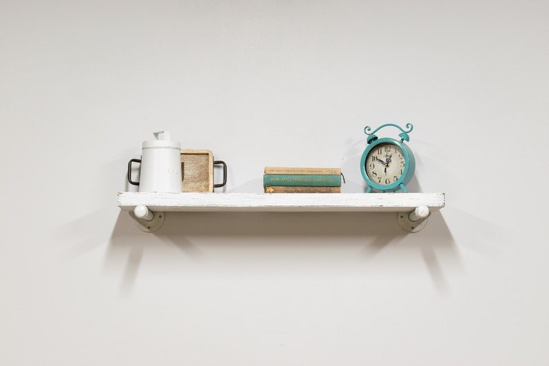 Distressed White Floating Shelves Wall Floating Shelf Wood Etsy