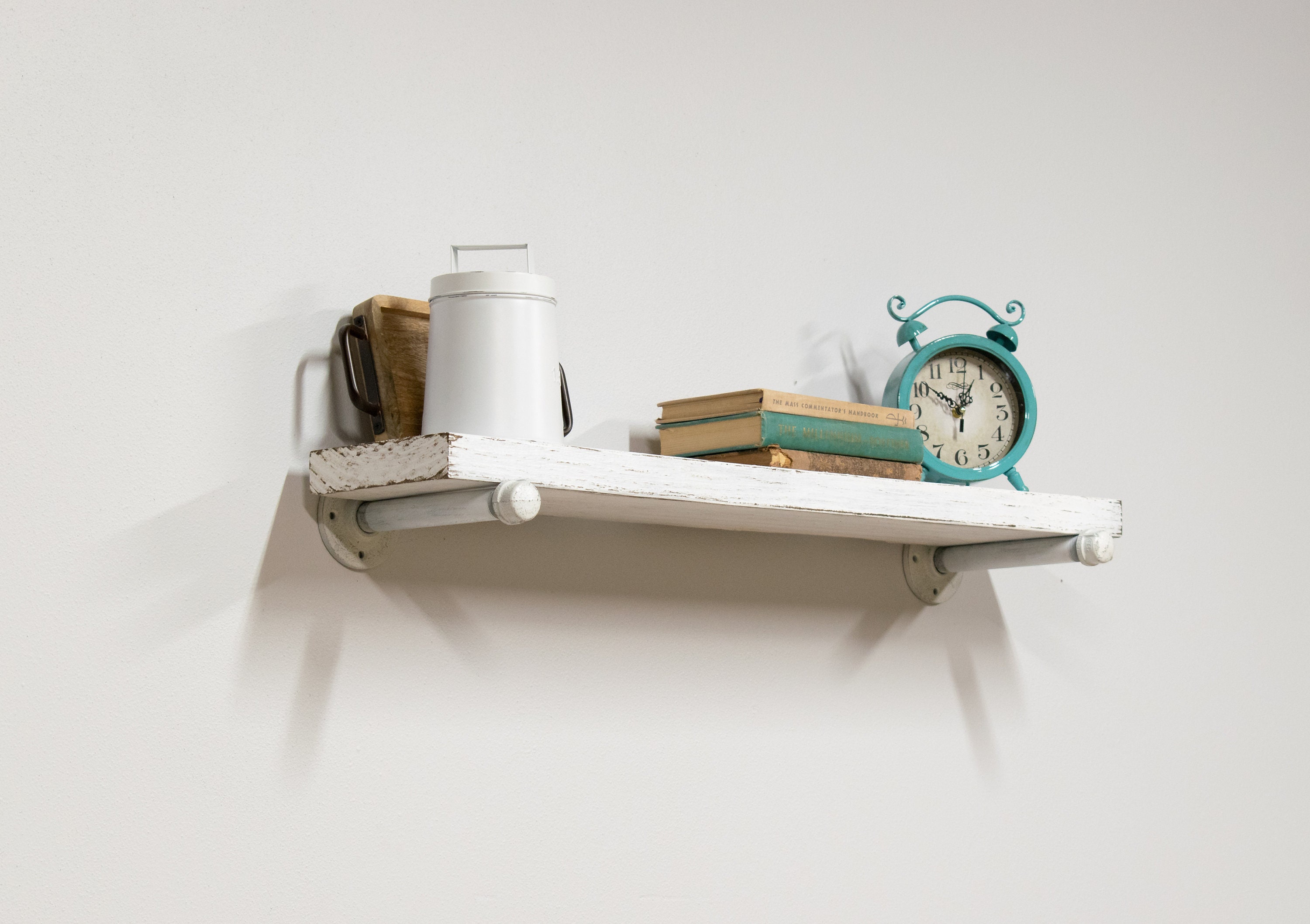 Distressed White Floating Shelves Wall Floating Shelf Wood Etsy