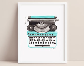 Vintage Typewriter Watercolor Art Print