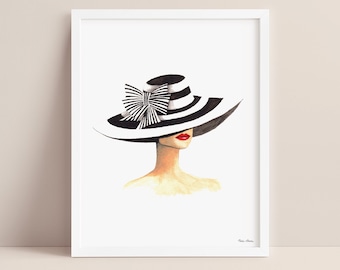 Derby Hat Fashion Illustration - Art Print from Original Watercolor Painting