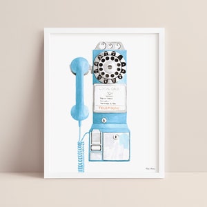 Vintage Payphone Watercolor Art Print