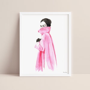 Pink Coat Fashion Illustration - Art Print from Original Watercolor Painting
