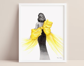 Yellow Bow Fashion Illustration Art Print