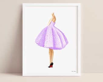 Purple Dress Fashion Illustration Art Print