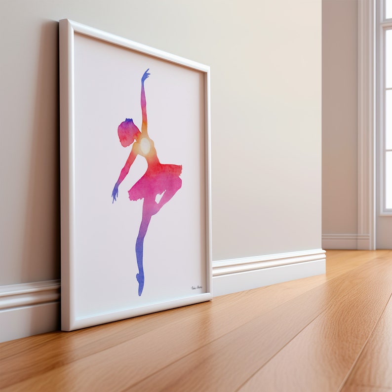 Sunset Ballerina Art Print From Original Watercolor Painting image 7