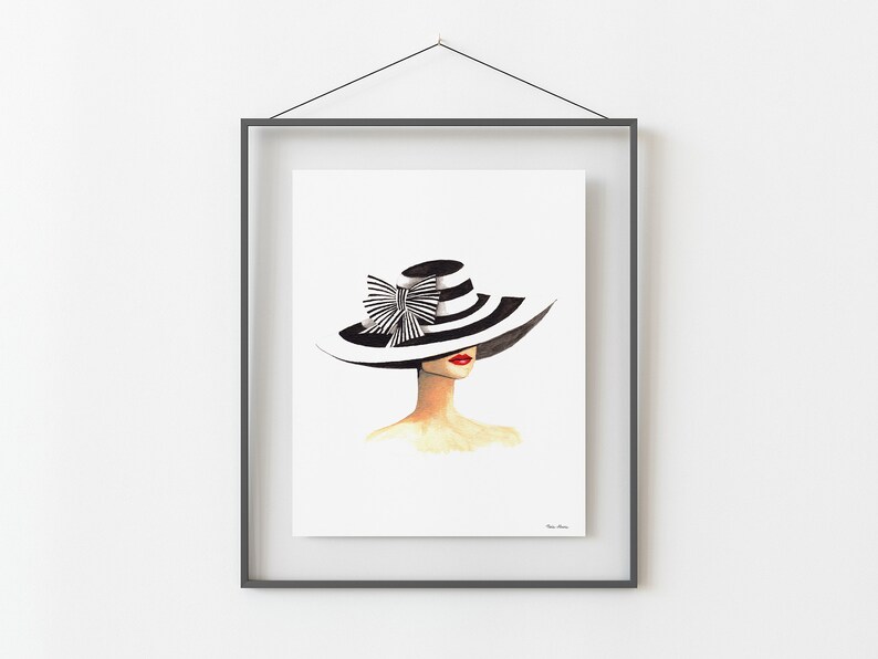 Illustration de mode chapeau derby impression d'art à partir d'une peinture aquarelle originale image 5
