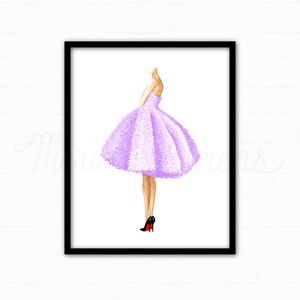 Lila Kleid Mode Illustration Kunstdruck Bild 4