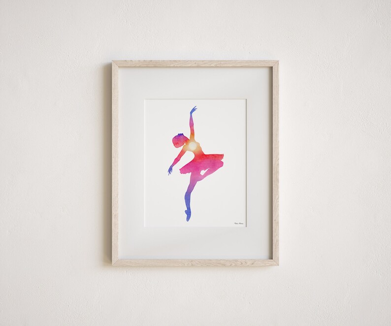 Sunset Ballerina Art Print From Original Watercolor Painting image 6