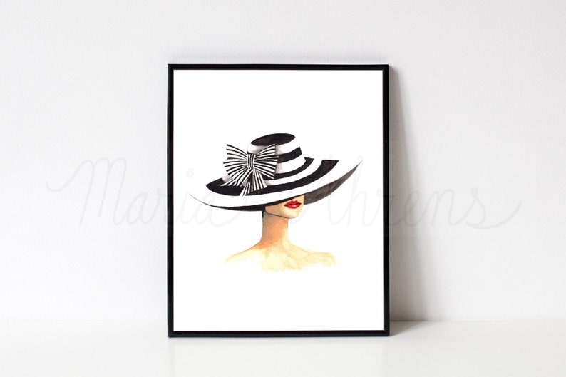 Illustration de mode chapeau derby impression d'art à partir d'une peinture aquarelle originale image 2