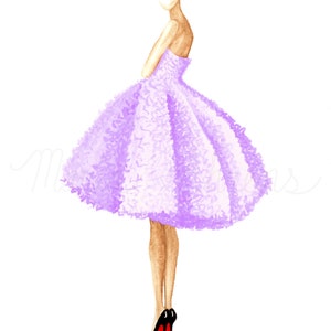 Illustration de mode robe violette Impression artistique image 2