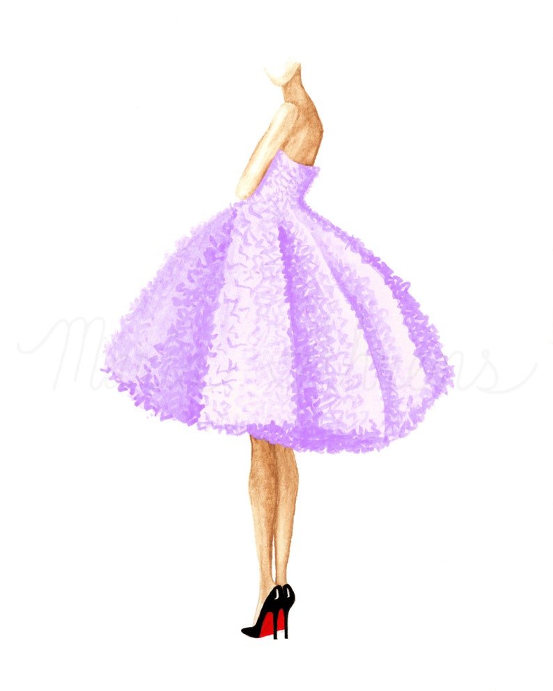 Illustration de mode robe violette Impression artistique image 2