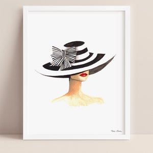 Illustration de mode chapeau derby impression d'art à partir d'une peinture aquarelle originale image 10