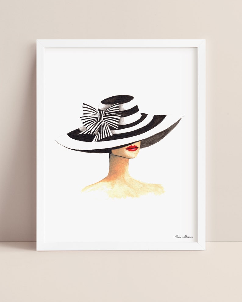 Illustration de mode chapeau derby impression d'art à partir d'une peinture aquarelle originale image 10