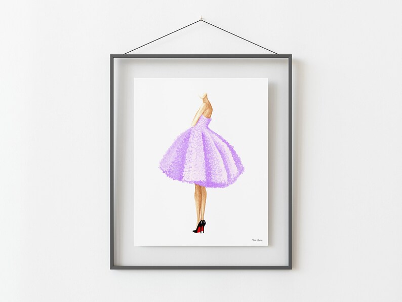 Lila Kleid Mode Illustration Kunstdruck Bild 7