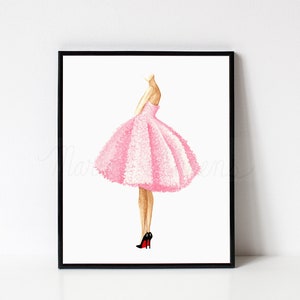 Pink Dress Fashion Illustration Art Print From Original Watercolor Painting image 8