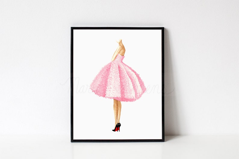 Pink Dress Fashion Illustration Art Print From Original Watercolor Painting image 8