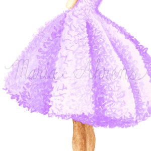 Lila Kleid Mode Illustration Kunstdruck Bild 9