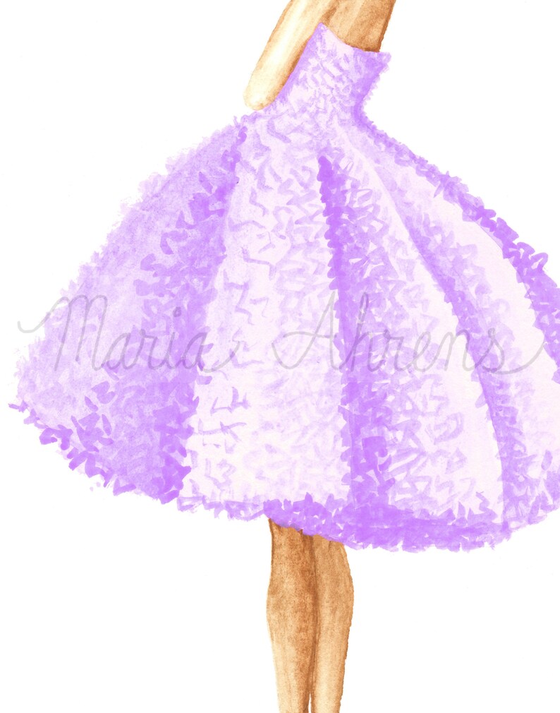 Lila Kleid Mode Illustration Kunstdruck Bild 9