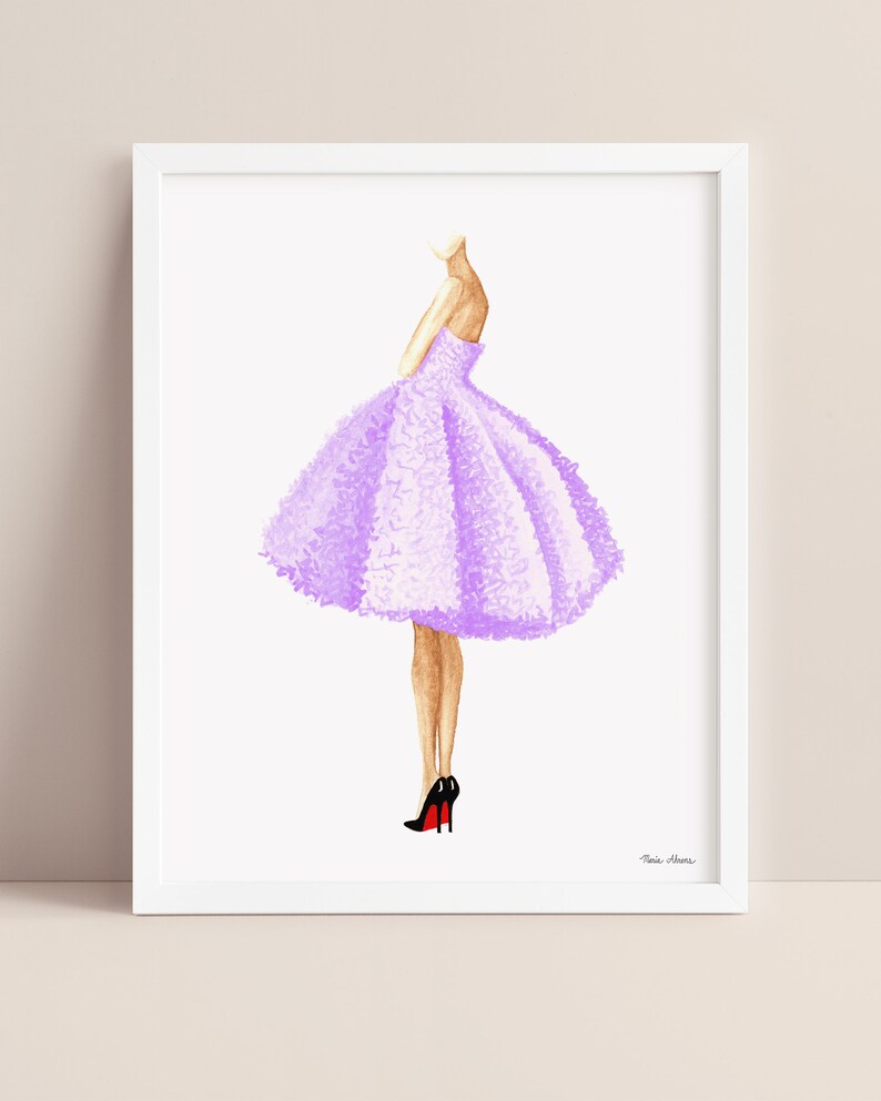 Purple Dress Fashion Illustration Art Print image 10