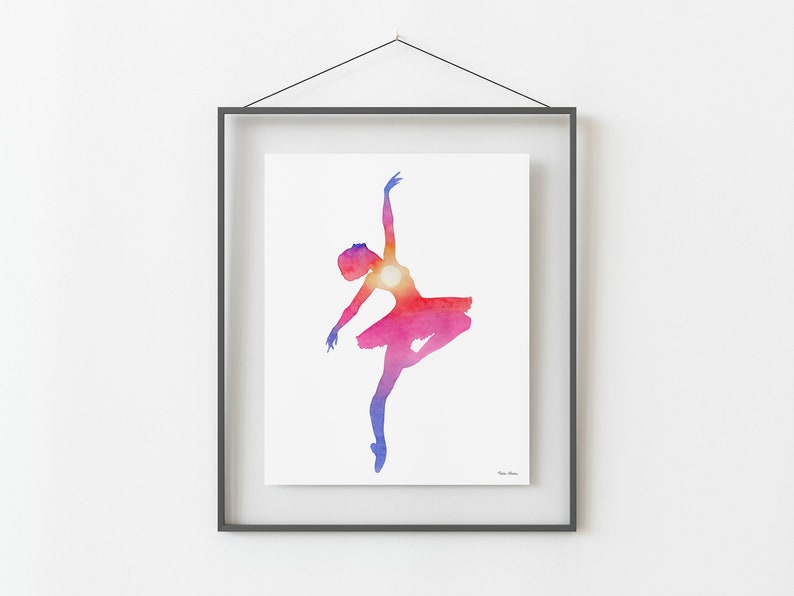 Sunset Ballerina Art Print From Original Watercolor Painting image 4