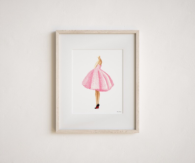 Pink Dress Fashion Illustration Art Print From Original Watercolor Painting image 9