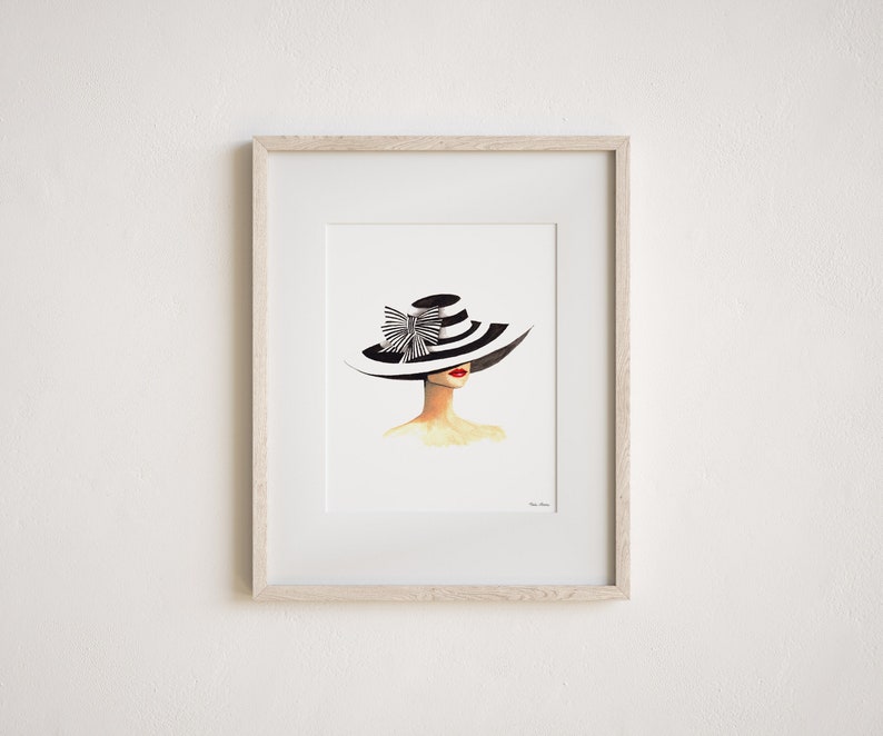 Illustration de mode chapeau derby impression d'art à partir d'une peinture aquarelle originale image 4