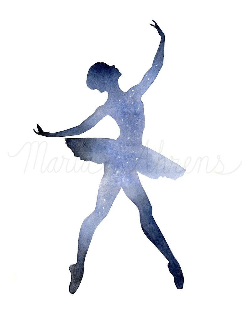 Night Sky Ballerina Art Print - From Original Watercolor Painting - Etsy