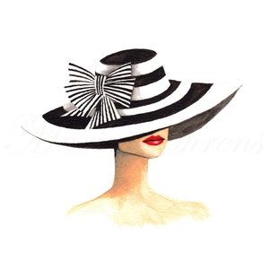 Derby Hat Fashion Illustration Art Print from Original Watercolor Painting image 3