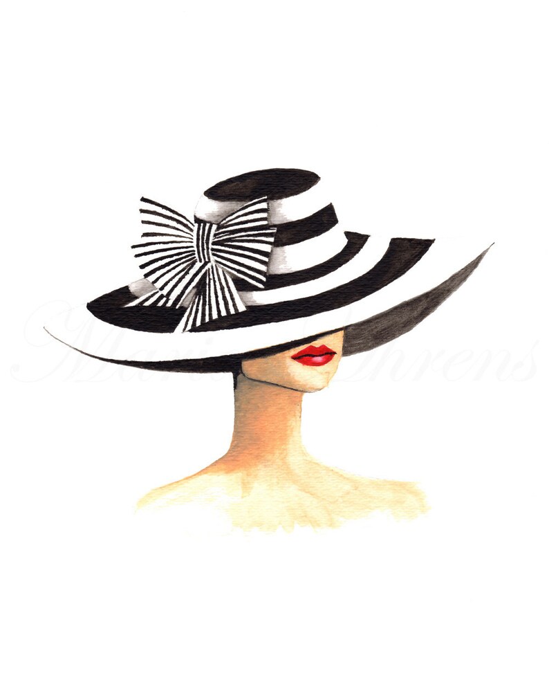 Derby Hat Fashion Illustration Art Print from Original Watercolor Painting image 3