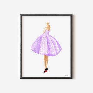 Lila Kleid Mode Illustration Kunstdruck Bild 8