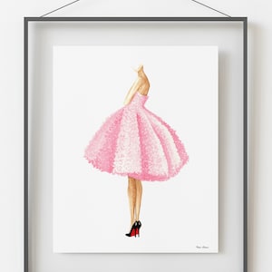 Pink Dress Fashion Illustration Art Print From Original Watercolor Painting image 7