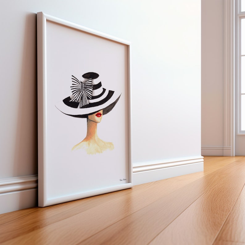 Illustration de mode chapeau derby impression d'art à partir d'une peinture aquarelle originale image 9