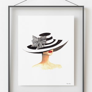 Illustration de mode chapeau derby impression d'art à partir d'une peinture aquarelle originale image 6
