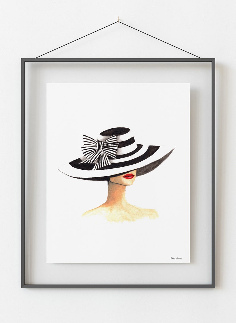 Illustration de mode chapeau derby impression d'art à partir d'une peinture aquarelle originale image 6