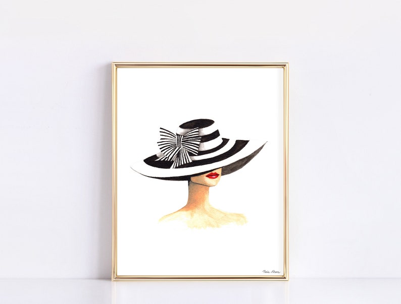 Illustration de mode chapeau derby impression d'art à partir d'une peinture aquarelle originale image 7