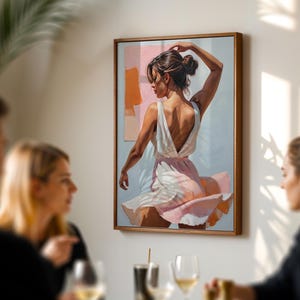 Poster con ritratto nordico – Arte minimalista per la parete del soggiorno – Palette di colori pastello di rosa, blu e arancione