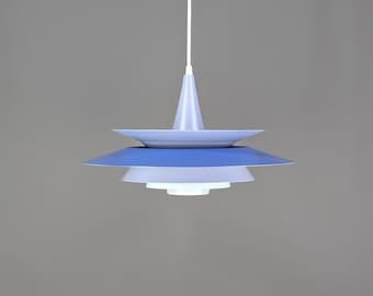Blauwe Deense hanglamp, moderne plafondlamp uit het midden van de eeuw