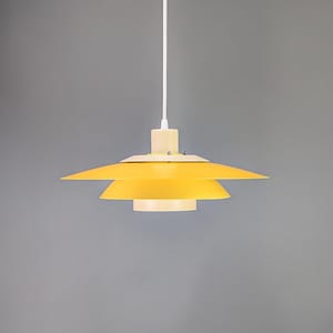 SALE!* Design Light A/S Korfu lamp, yellow lamp, Danish Design pendant in mid century modern, vintage lamp in good condition, 1970s
